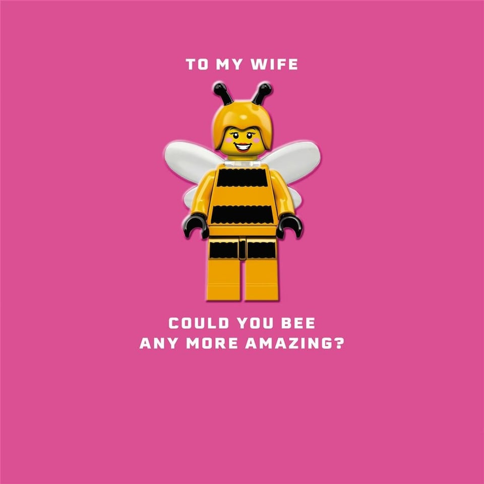 image 1 of LEGO Themed with Bee Pun Wife Birthday Card