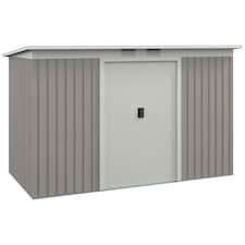 Outsunny 9 x 4FT Metal Garden Storage Shed w/ 2 Door, Light Grey