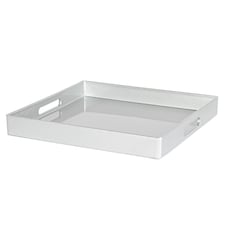 Argon Tableware 3x Serving Trays - 33cm - Square Tray Metallic Decorative Breakfast Tray Melamine Food Tray | Silver | Silver | One Size | 3