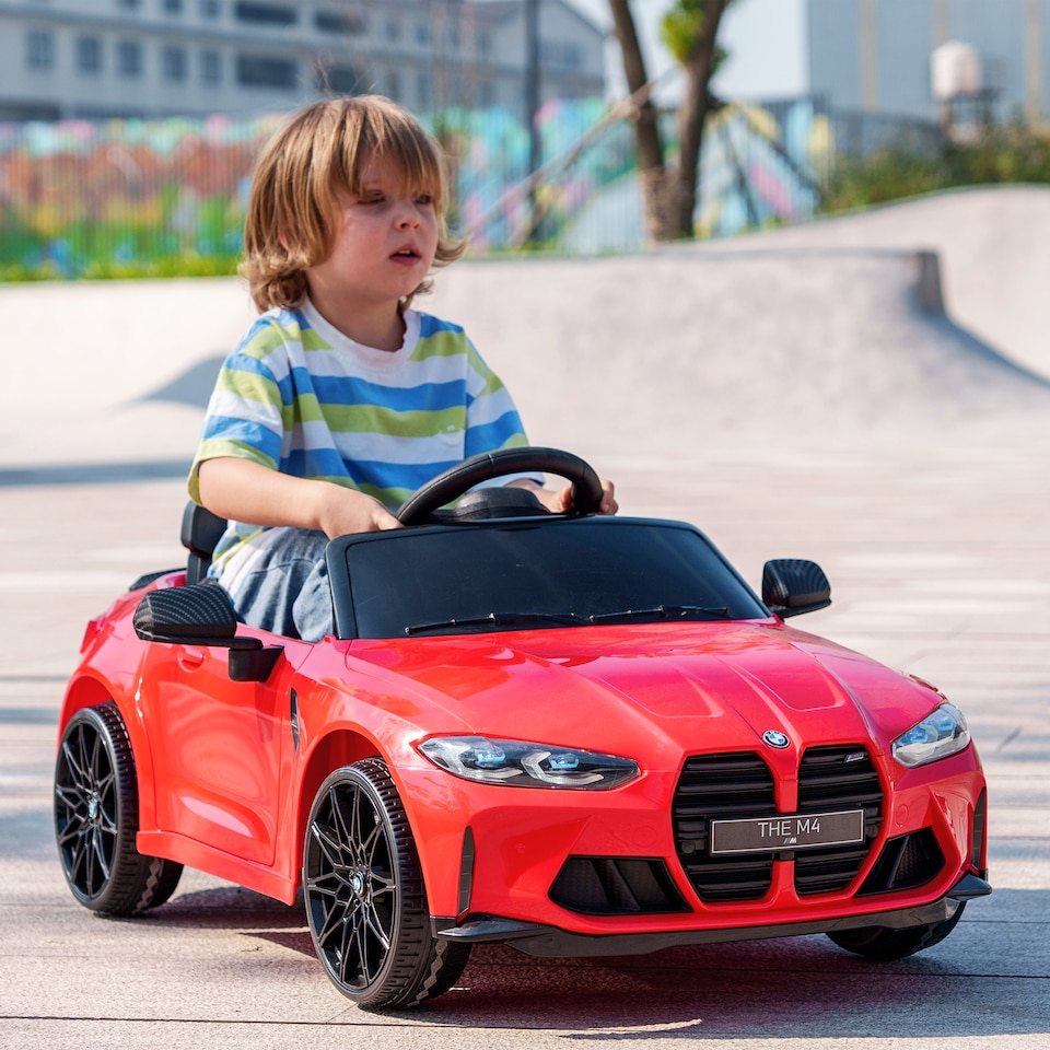 image 1 of AIYAPLAY BMW M4 Licensed Electric Car for Kids, 12V Kids Electric Ride on with Remote Control, Suspension, Music, Horn, LED Lights, for Ages 3-5 Years, Red