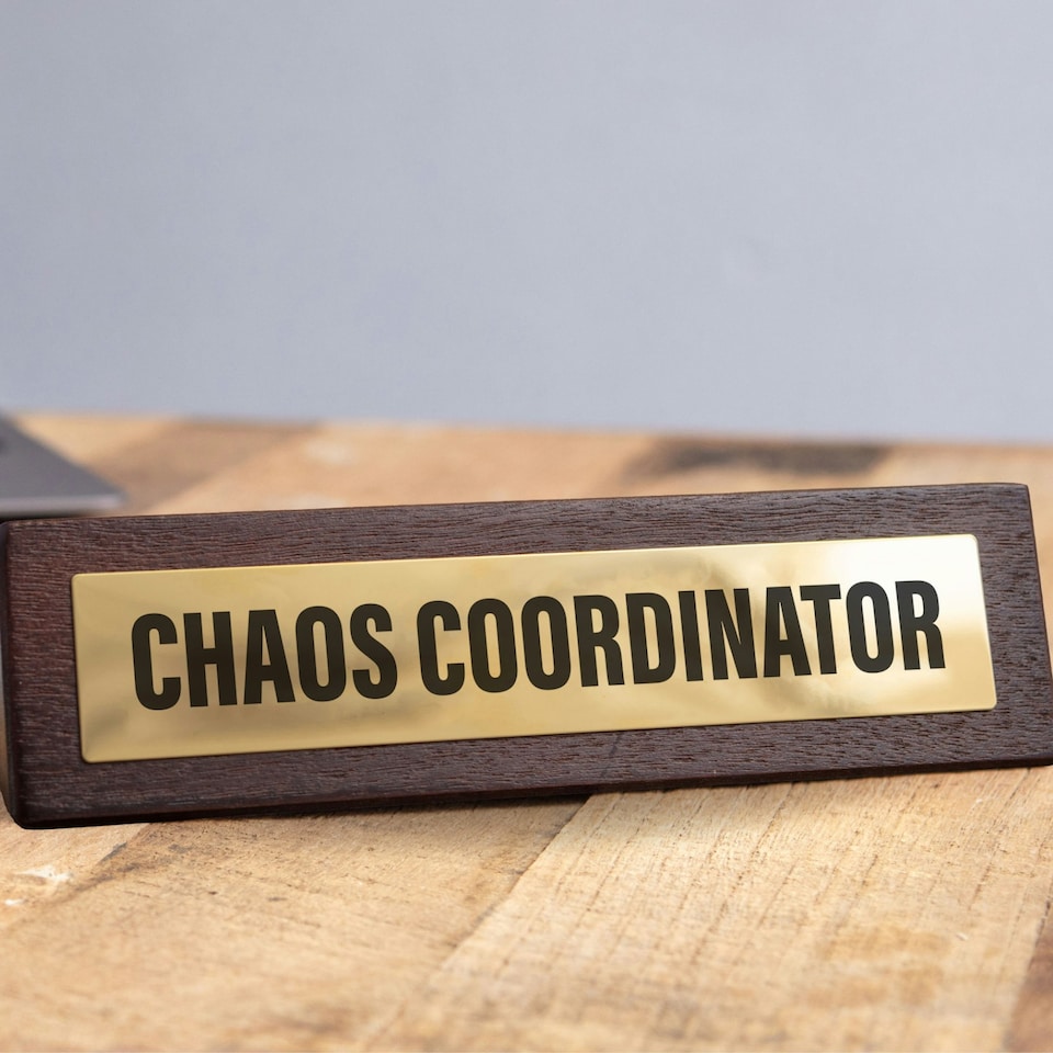 image 1 of Wooden Desk Sign - Chaos Coordinator