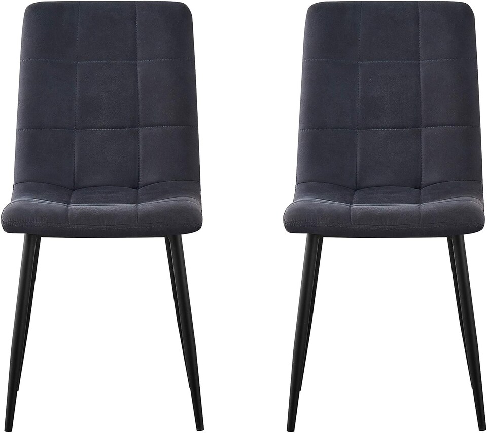 image 1 of Set of 2 Faux Suede Leather Dining Chairs Henri Black by MCC Direct