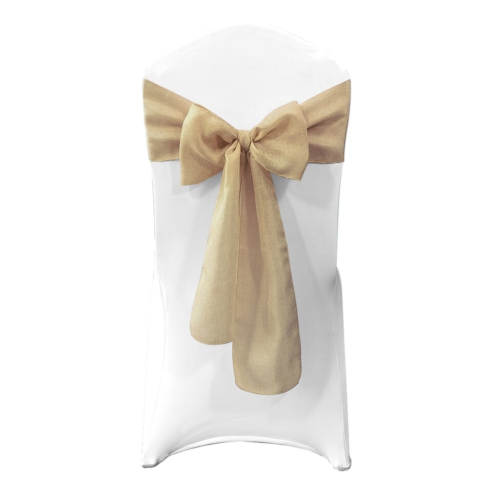 image 1 of 7" x 108" Hessian Chair Sashes, Rustic Burlap Table Runner Sash - 10pcs