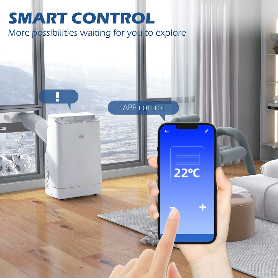 image 1 of HOMCOM 14,000 BTU Mobile Air Conditioner with WiFi Smart App
