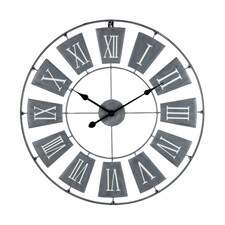 Interiors By Premier Grey Roman Numeral Wall Clock, Rustic Round Analogue Clock With Raised Plates, Wall Clock For Vintage Decor