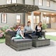 image 1 of Outsunny 5 Piece Rattan Garden Furniture Set, Outdoor Corner Sofa with 67 cm Wide & Deep Seat, Sectional Outdoor Furniture Conversation Set with Cushions, Glass Top Coffee Table for Patio, Mixed Grey