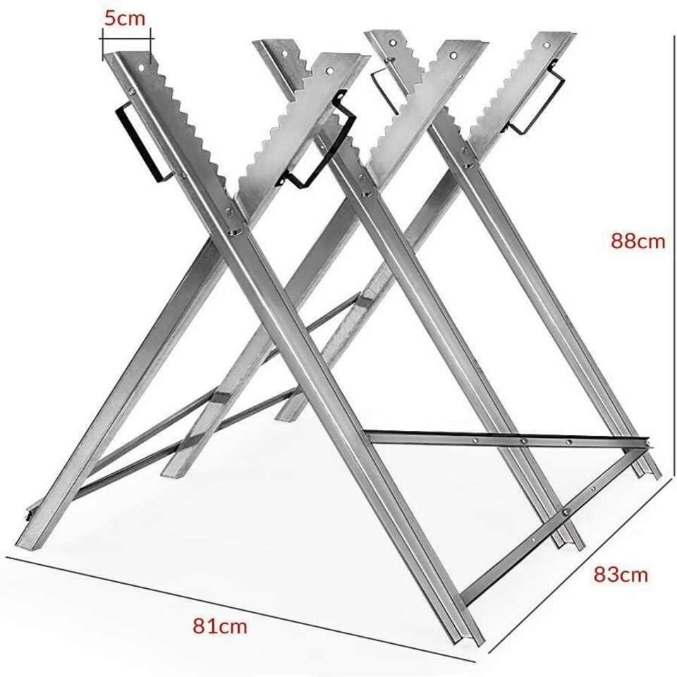 image 1 of Folding Chain Saw Horse Log Holder Sawing Cutting Stand Galvanized Metal Trestle