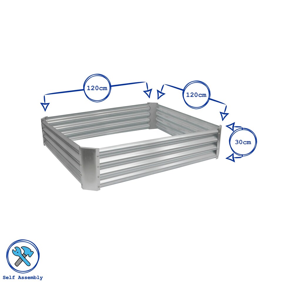 image 1 of Harbour Housewares Square Galvanised Steel Raised Garden Bed - 120cm x 120cm - Anthracite | Black | Anthracite