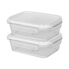Harbour Housewares Glass Food Storage Containers with Lids - 1 Litre - Pack of 2