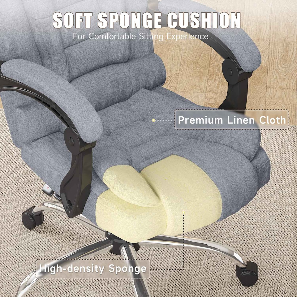 image 1 of Rattantree Adjustable Swivel Office Chair High Back Fabric Executive Chair