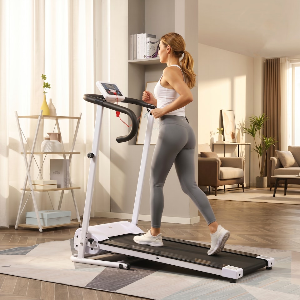 image 1 of HOMCOM 1-10Km/h Folding Treadmill Home Running Fitness Machine w/ Safety Stopper