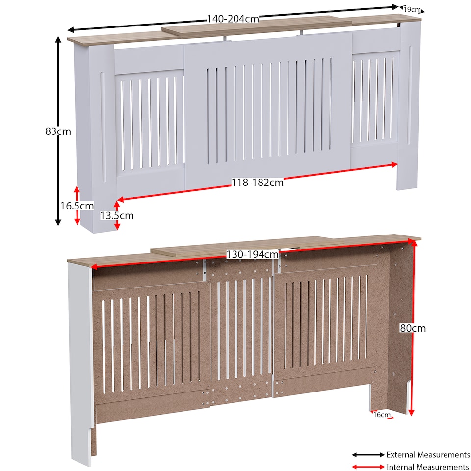 image 1 of Vida Designs Arlington Adjustable Radiator Cover upto 204cm Width Painted MDF Heat Protection - White