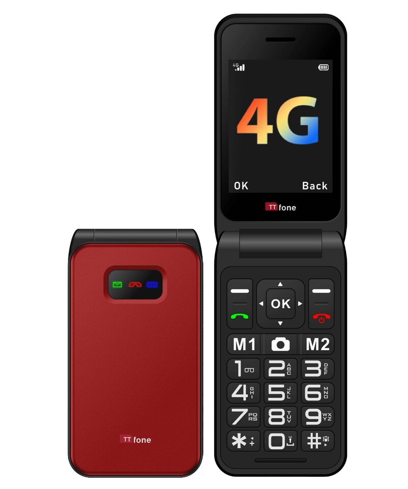 image 1 of TTfone TT760 Red Flip 4G Big Button Mobile Phone with SOS Button - Vodafone Pay as you go