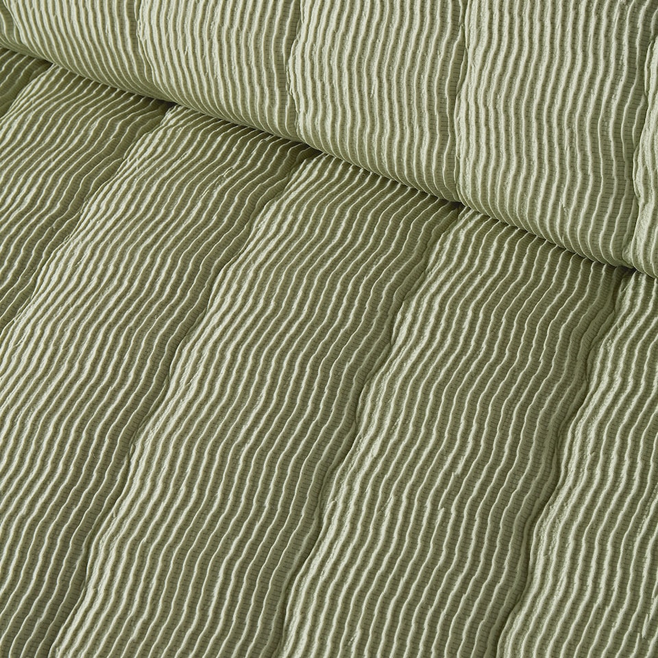 image 1 of Serene Crinkle Wave Duvet Cover Set Green