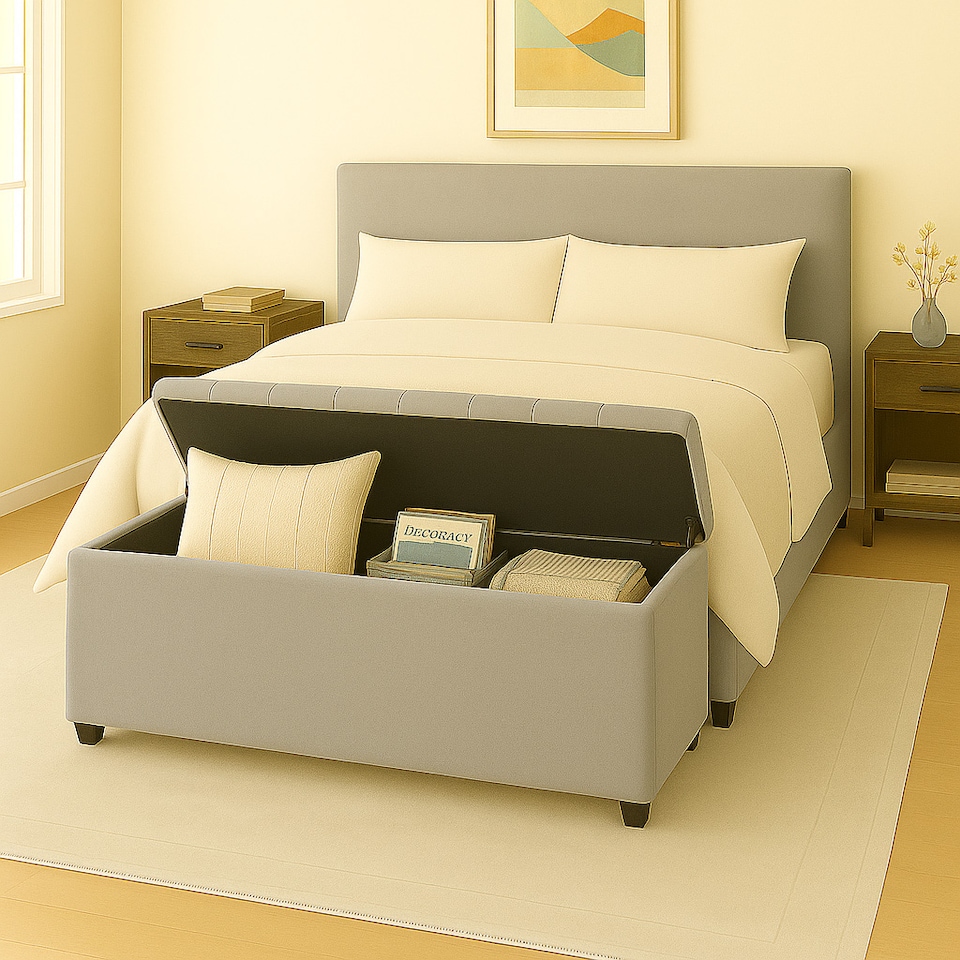 image 1 of 150cm Chesterfield Plush Velvet Silver Upholstered Storage Ottoman Bench - Deep Tufted Lid & Wooden Leg