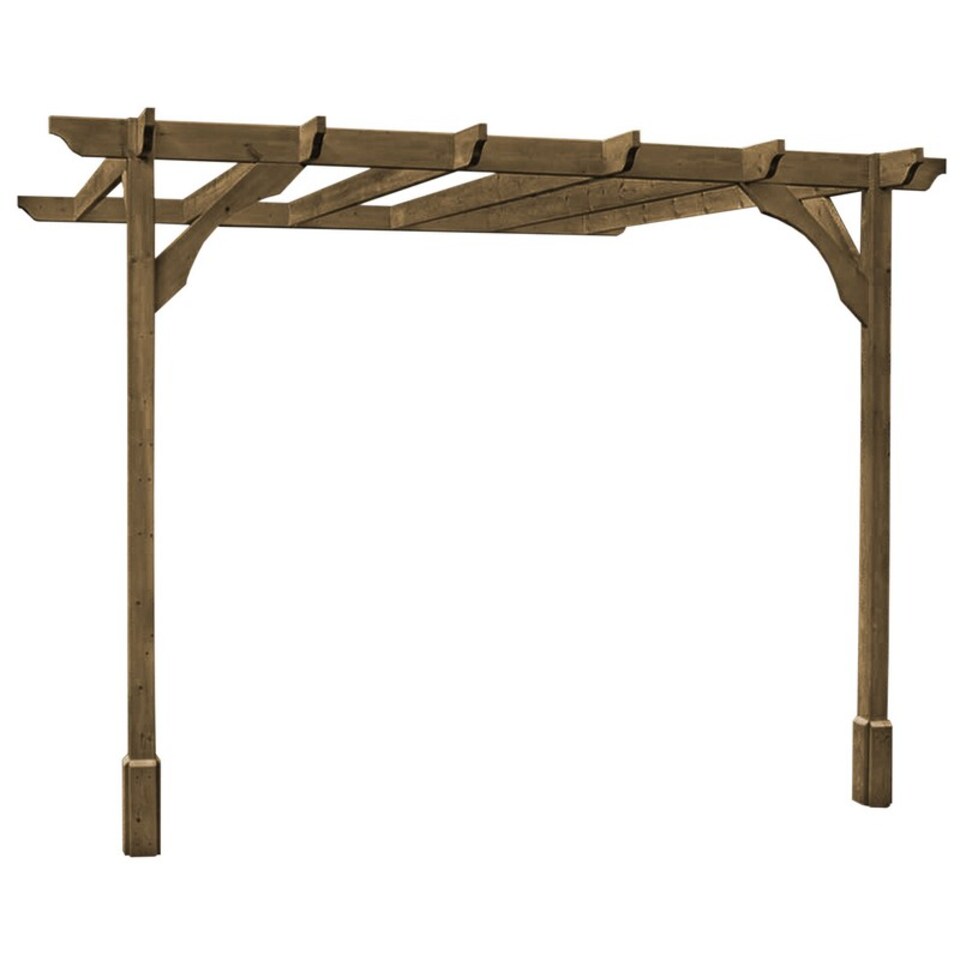 image 1 of Wall Mounted Premium Pergola - Wood - L180 x W360 x H270 cm - Rustic Brown