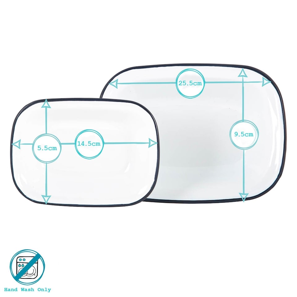 image 1 of Argon Tableware 2 Piece White Enamel Pie Dishes Set - cm - Navy