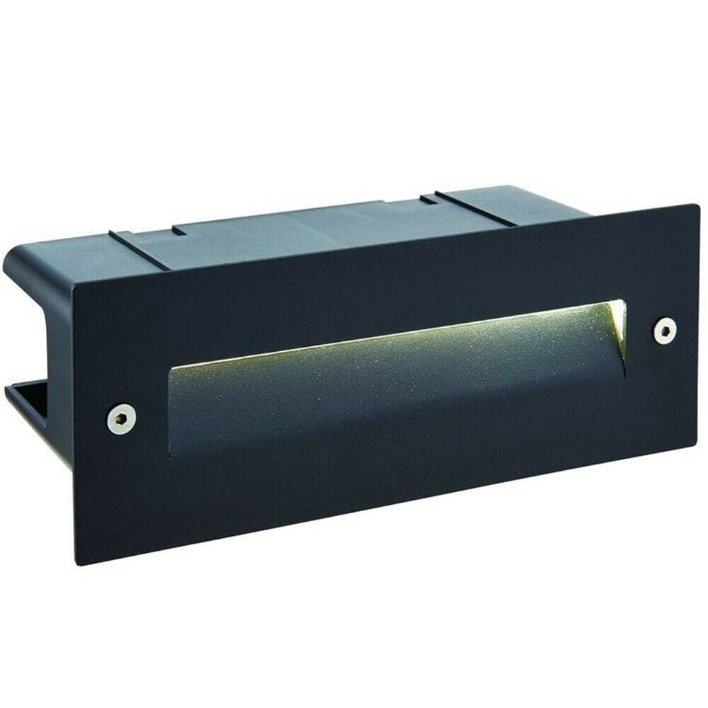 Loops IP44 LED Full Brick Light Textured Black & Angled Down Guide 2W Cool White