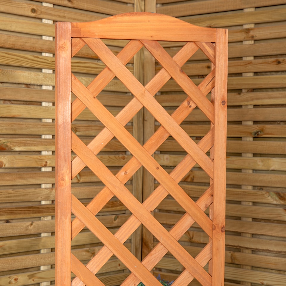 image 1 of 1.6m Samuel Alexander Natural Wooden Freestanding Garden Trellis with Raised Bed Planter