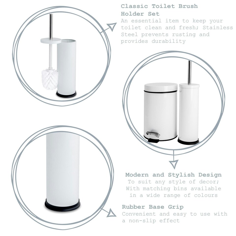 image 1 of Harbour Housewares Mismatched Toilet Brush & Bin Set - Matt Grey