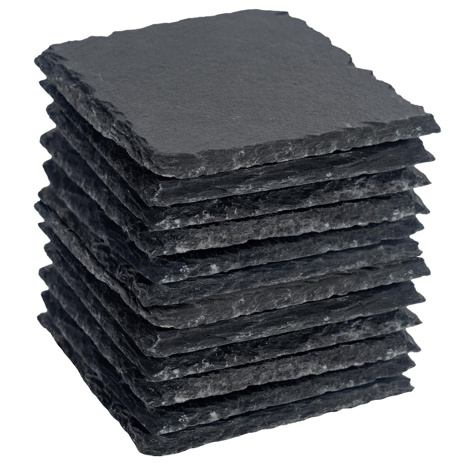 image 1 of Argon Tableware Square Slate Coasters - 10cm - Pack of 12