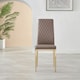 image 4 of Furniturebox 6x Milan Cappuccino Beige Gold Hatched Faux Leather Dining Chairs