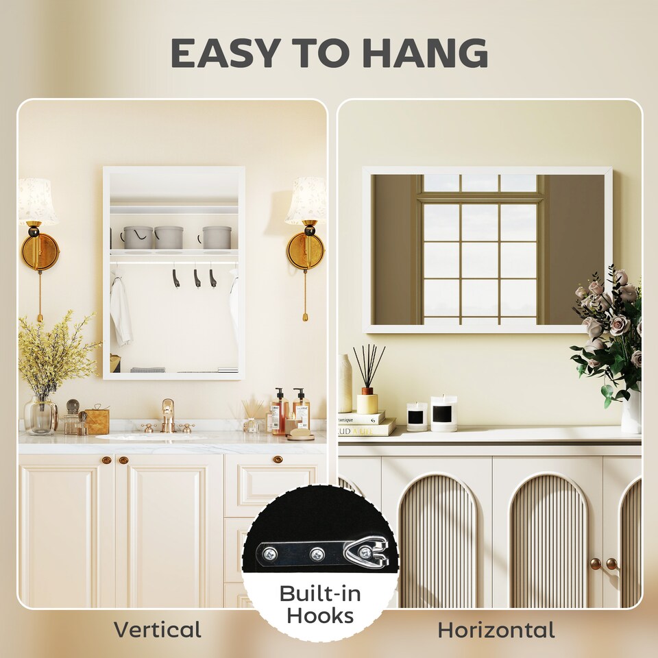 image 1 of HOMCOM 60x40cm Wall Bathroom Mirror for Home Decor, Vanity Mirror, White