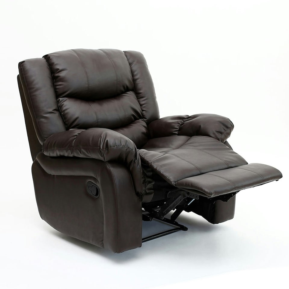image 1 of Seattle Manual Recliner Armchair Home Lounge Bonded Leather Chair (Brown)