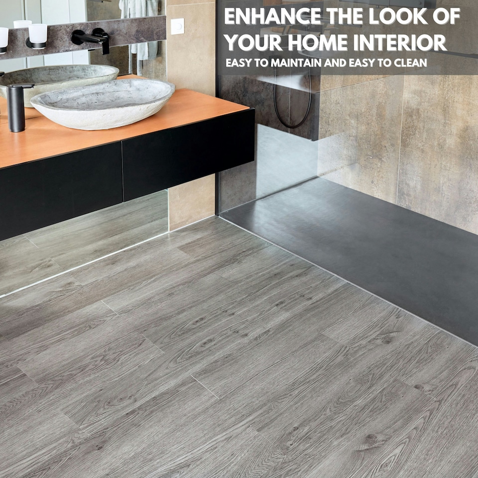 image 1 of Self Adhesive Floor Planks | 5.9x35.9in (91.4x15.2cm) Each | Peel & Stick Vinyl Flooring | Grey Wood Effect | Easy DIY | Stick On Tiles for Home Floors Grey | 1.39 sqm