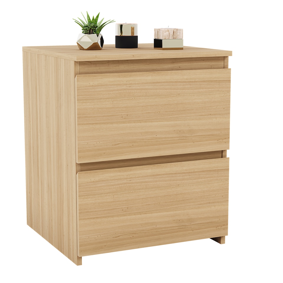 image 1 of Vida Designs Denver 2 Drawer Large Bedside Chest Cabinet Table Nightstand, Pine