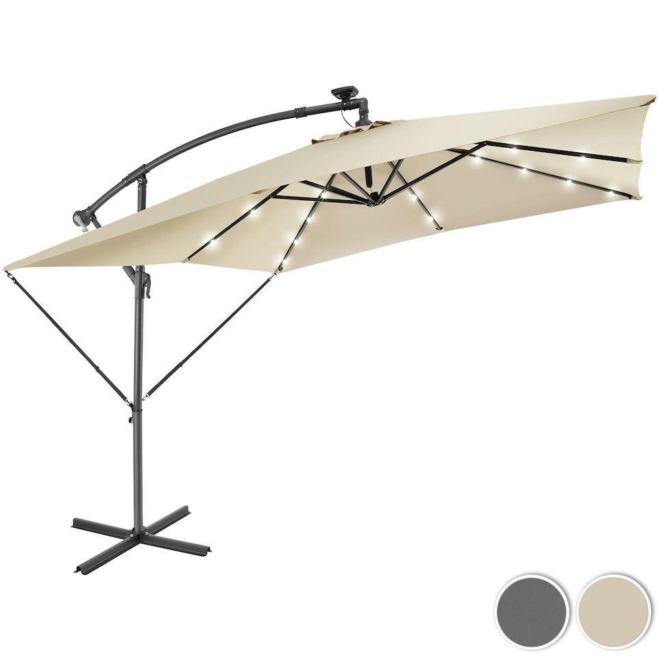 image 1 of Parasol Sunna - 250 x 250 cm with LED solar lighting, with protective cover Grey | Light Grey