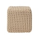 image 1 of Homescapes Linen Cube Cotton Knitted Pouffe Footstool