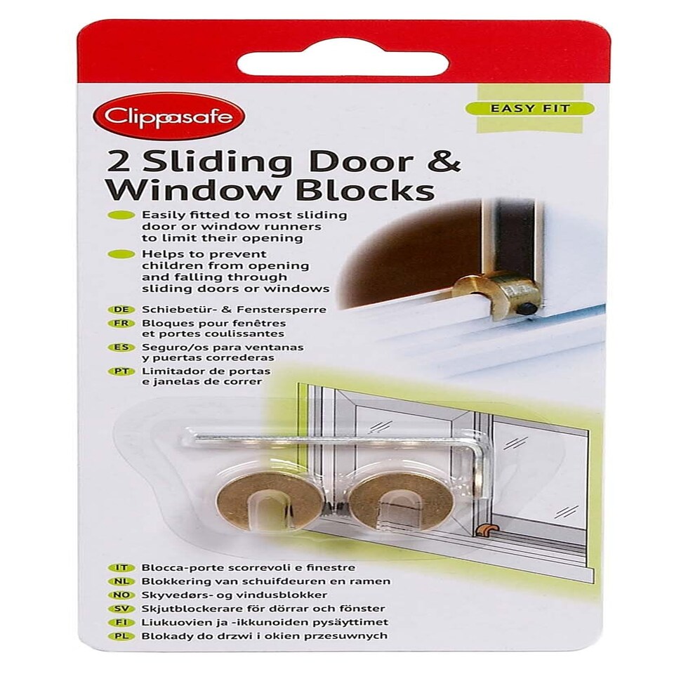 image 1 of Clippasafe Sliding Door & Window Blocks Pack of Two