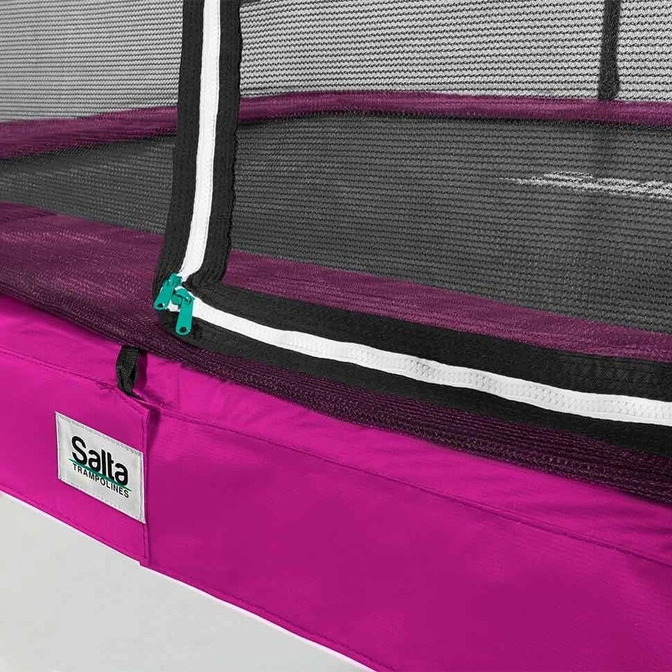 image 1 of 7ft x 5ft Salta Comfort Edition Rectangular Trampoline with Pink Safety Padding and Enclosure