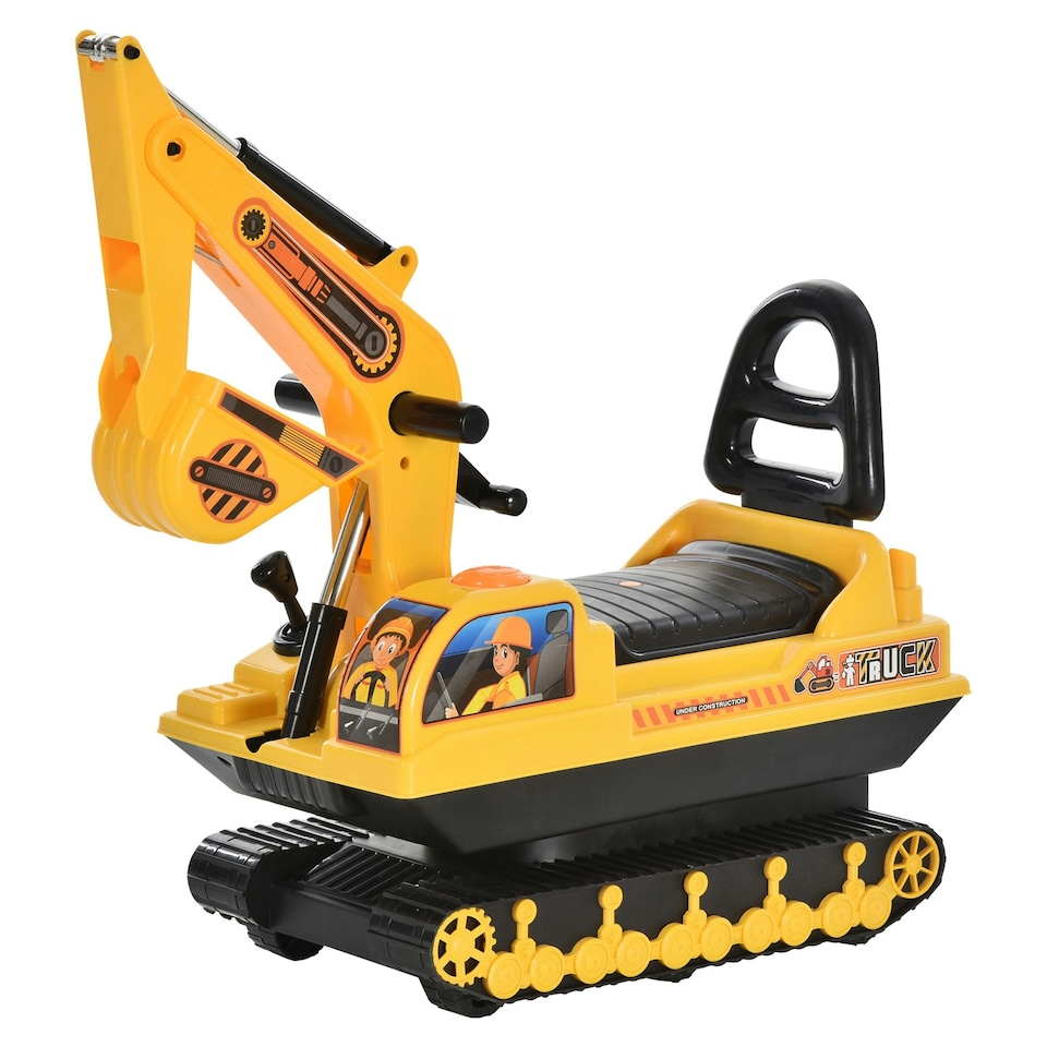 image 1 of HOMCOM Ride On Excavator Toy Tractors Digger Movable Walker Construction Truck