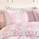 image 3 of OHS Vertical Stripe Microfibre Bedding Duvet Cover Set with Pillowcase | Pink | Pink | Double