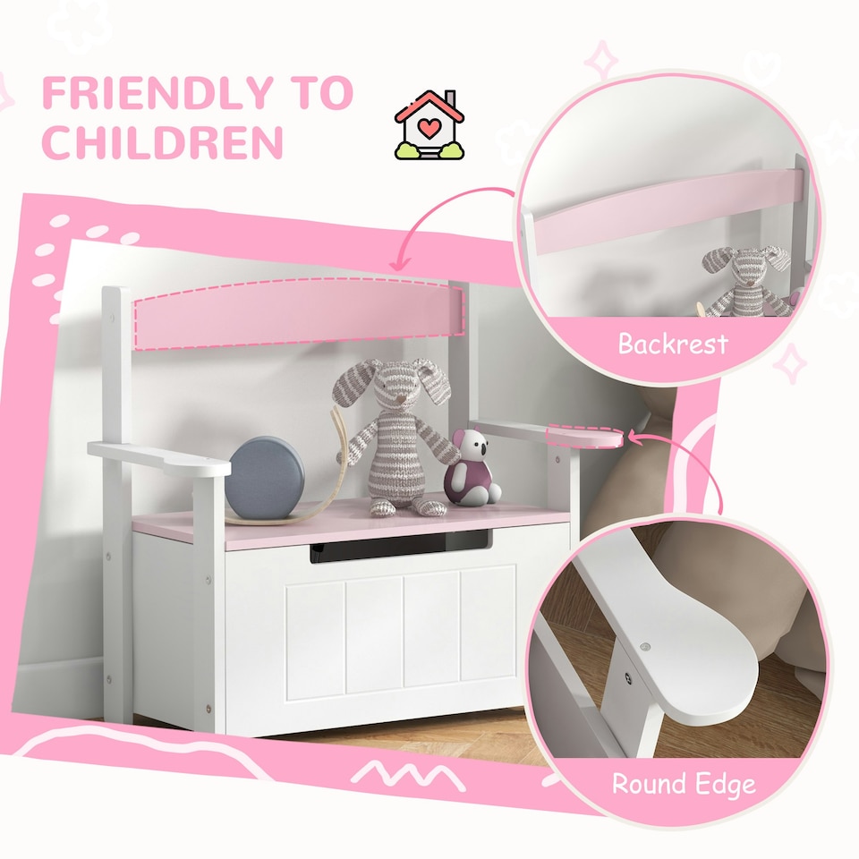 image 1 of AIYAPLAY 2 in 1 Toy Box for Kids with Safety Lid for Bedroom, Nursery, Grey