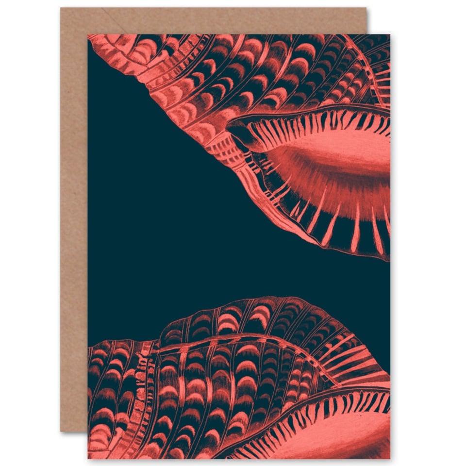 image 1 of Pink Seashell Patterned Just To Say Blank Art Card