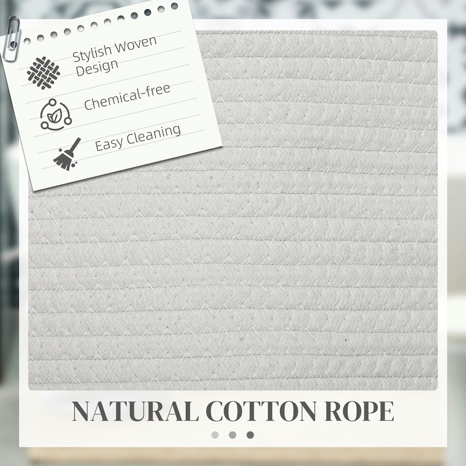 image 1 of HOMCOM 88L Cotton Rope Laundry Basket with Handles for Pillows Clothes Cream