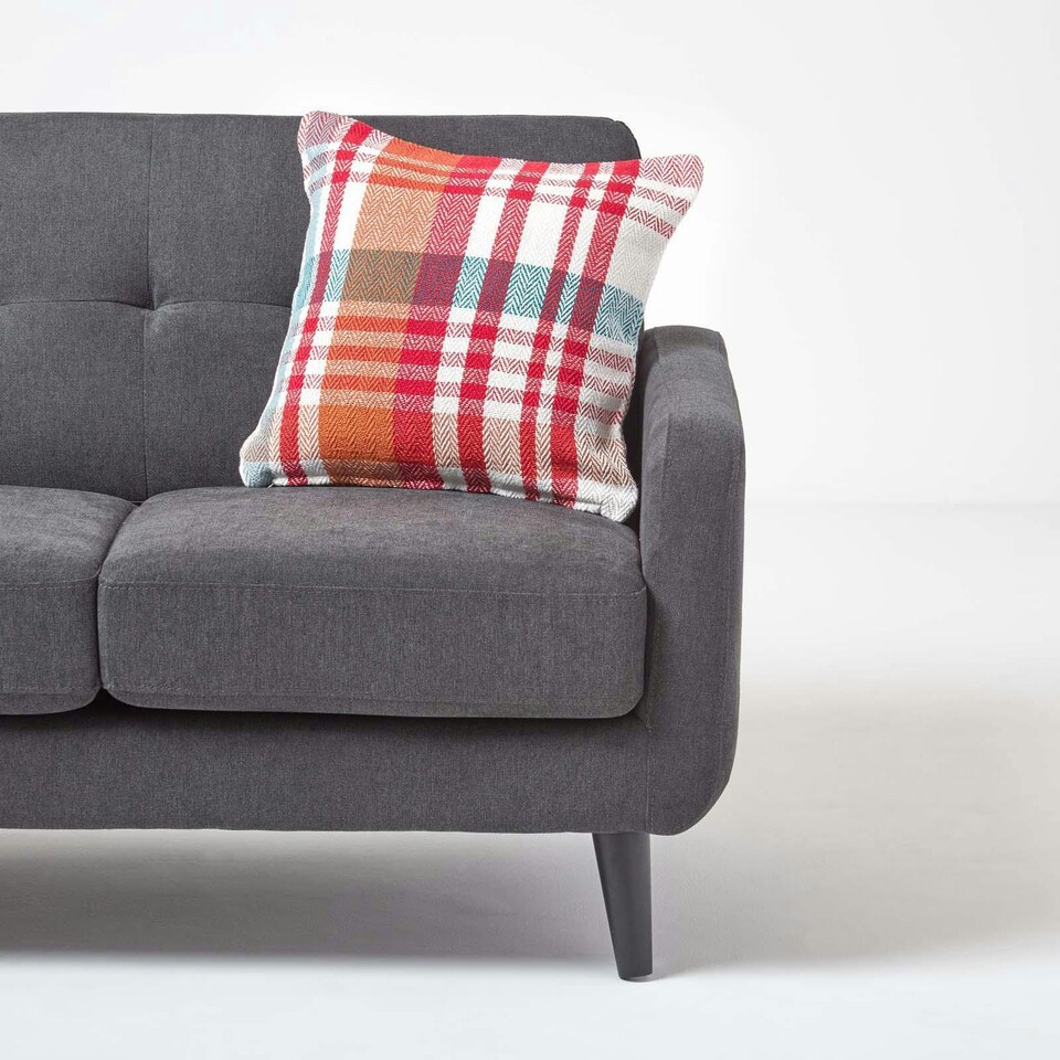image 1 of Homescapes Red Tartan Cotton Falun Cushion Cover - 45 x 45 cm | Red | Red | 45 x 45 cm