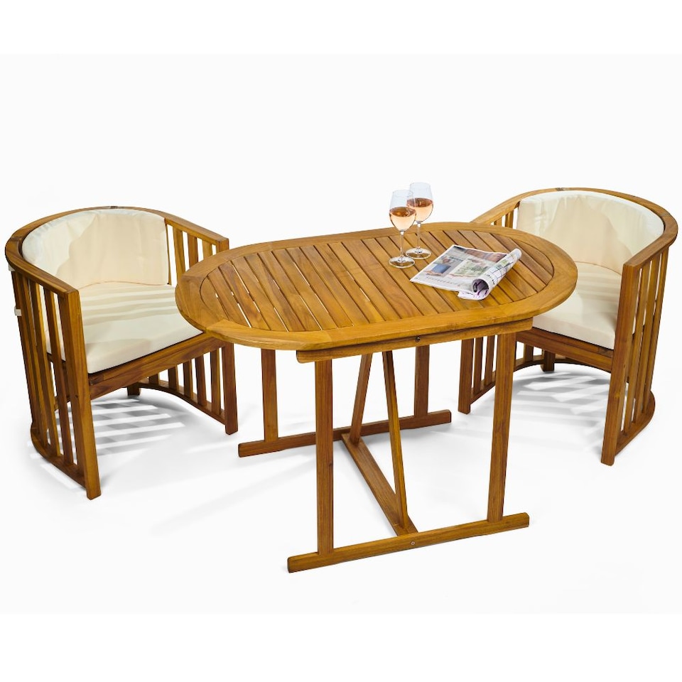 image 1 of Greenhurst Chiltern Compact 2-Seater Dining Set – Acacia Wood with Cushions
