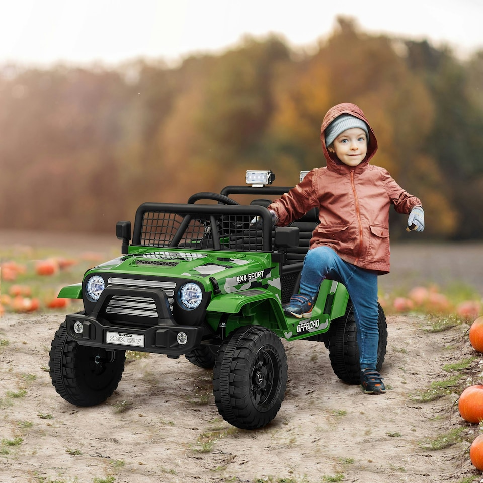 image 1 of AIYAPLAY Kids Ride On Car, 12V Electric Truck w/ Suspension, Green