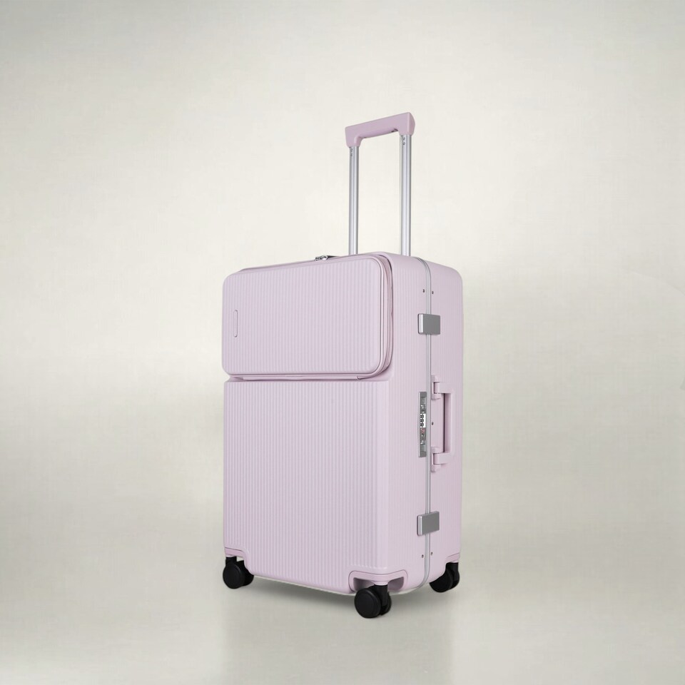 image 1 of Medium Suitcase 24’ Inch Hard Shell Checked Luggage - Lightweight, Durable with Built-in Cupholder, TSA Lock, Dual Spinner Wheels