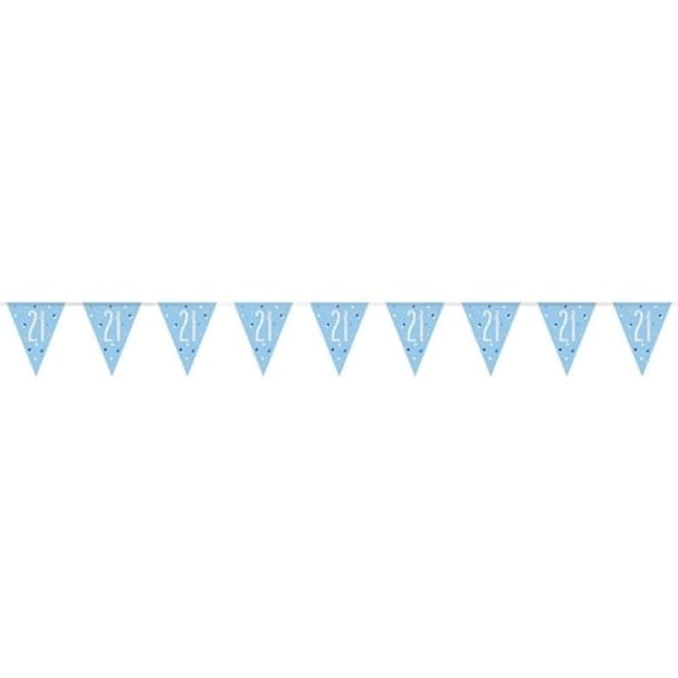 Blue Glitz Age 21 Holographic Foil Pennant Bunting 274cm