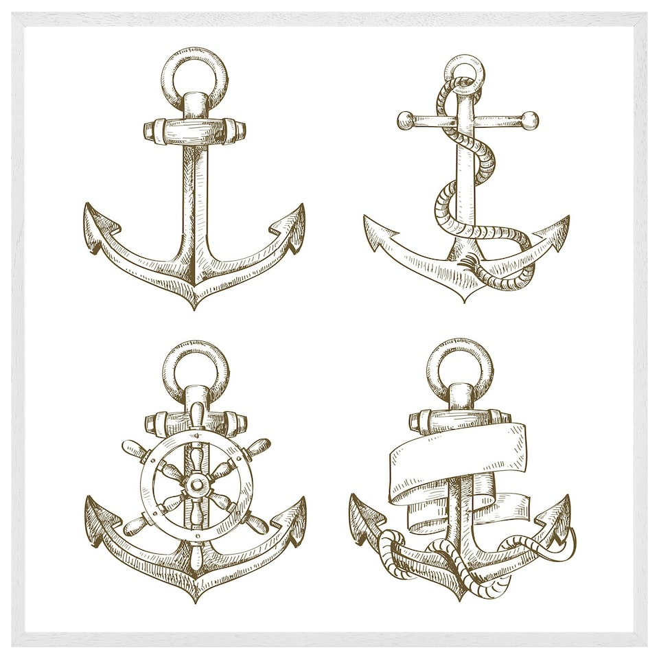 image 1 of Drawn anchors (Picture Frame) White | XL