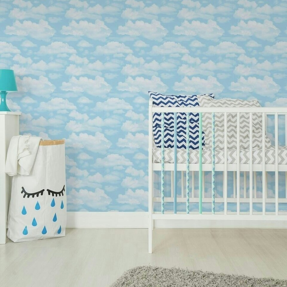 image 1 of Transform Peel & Stick Cloud Sky Blue & White Self-Adhesive Wallpaper Blue | White