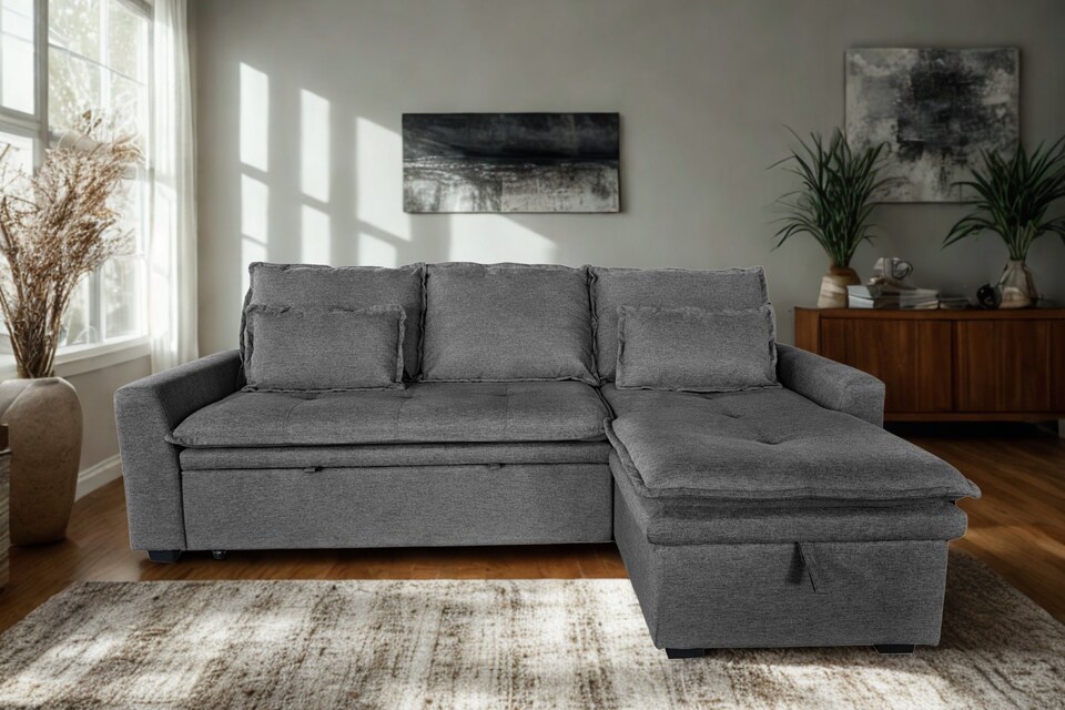 image 1 of Lucca 3 Seater Storage Sofa in Grey or Silver | Grey | One Size