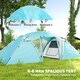 image 3 of Outsunny 4-6 Man Family Camping Tent with 2 Bedrooms, a Living Room | Blue | Blue