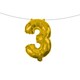 image 3 of 32cm NUMERAL 3 GOLD FOIL BALLOON - Air Fill Foil Balloons - 89644 Gold