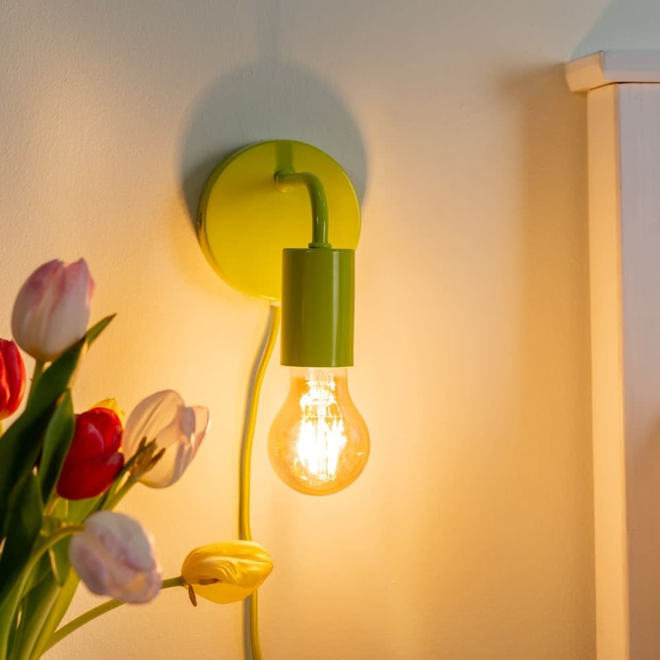 image 1 of ValueLights Jordy Plug in Colour Pop Lime Green Wall Light